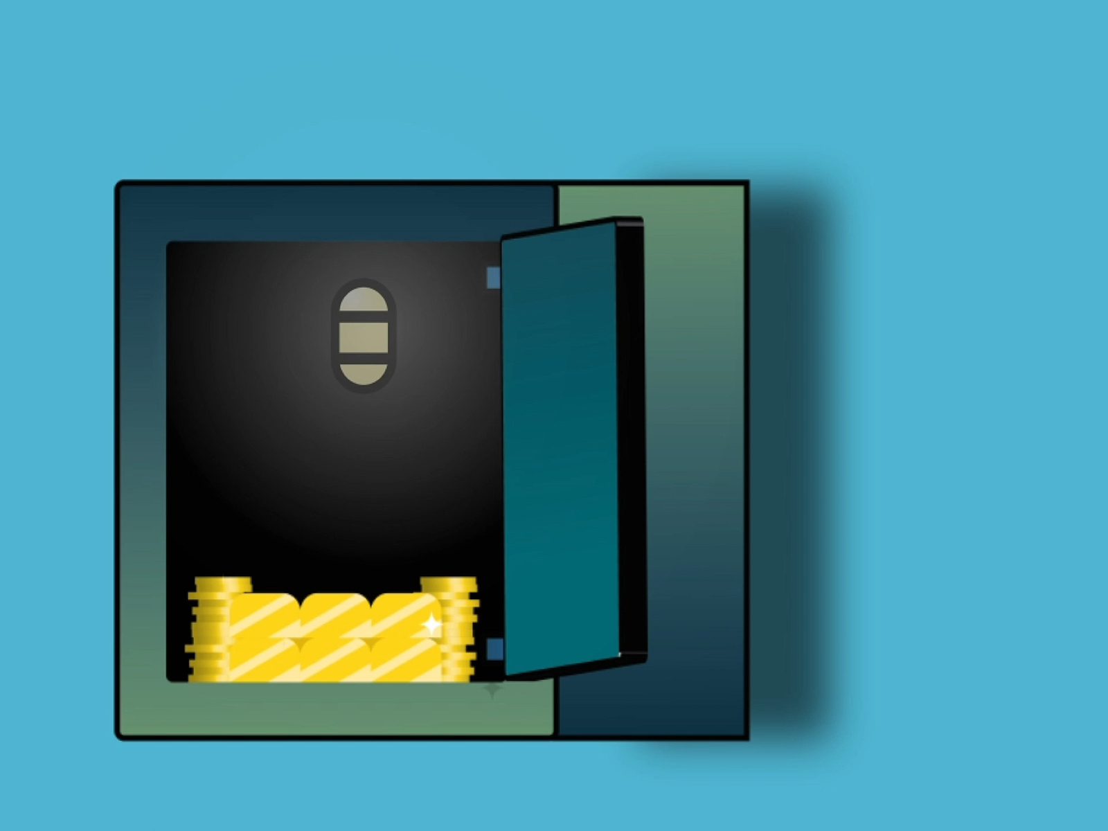 KinseyInvestigations.com Hidden Assets Investigations - An illustration of a safe with the door open.