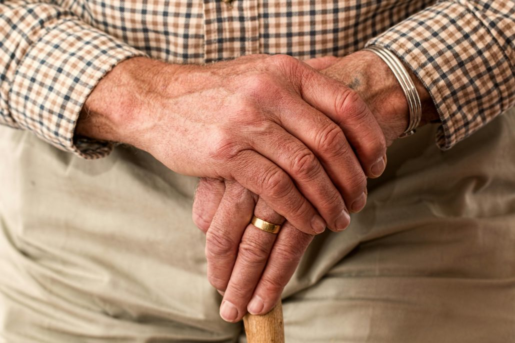 An elderly man's hands - Contact Kinsey Investigations today. 
